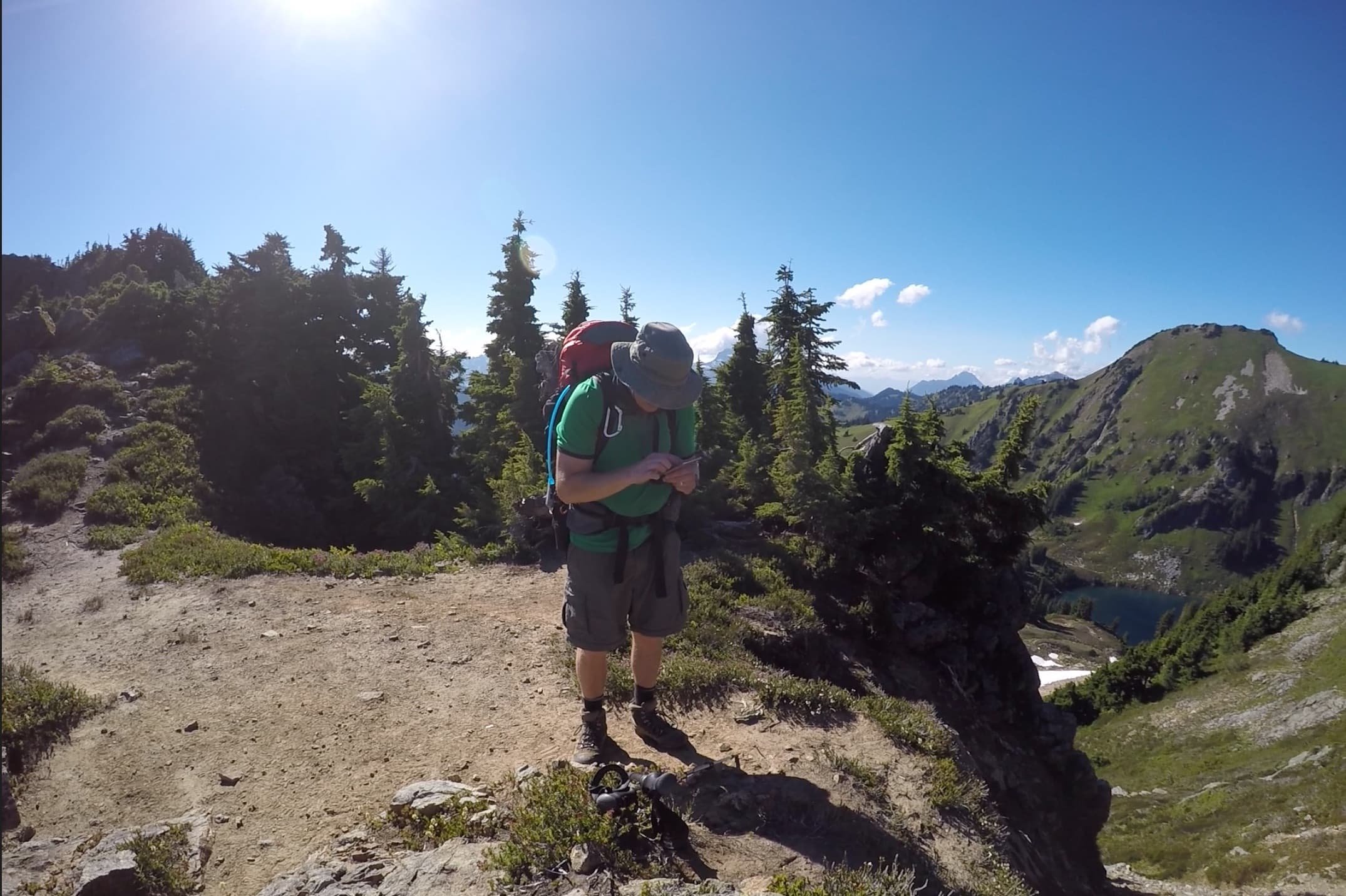 PHOTO: Stephen using the app in the field — Glacier Peak Wilderness, 2015
