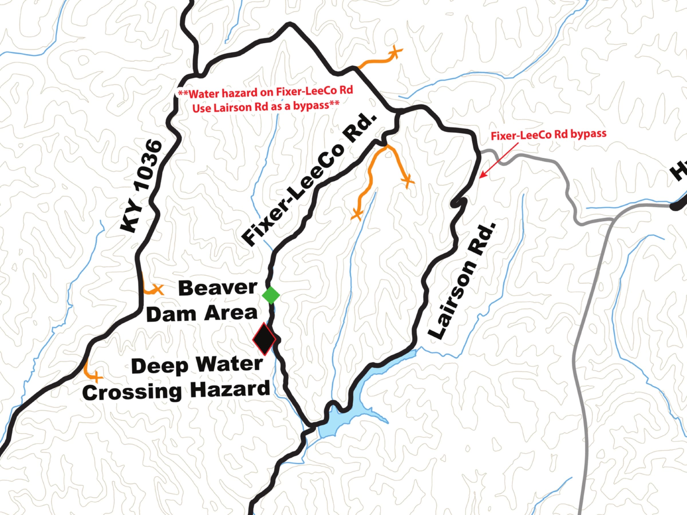 SCREENSHOT: CartoTracks map of the Daniel Boone Backcountry Byway in Topo Maps+