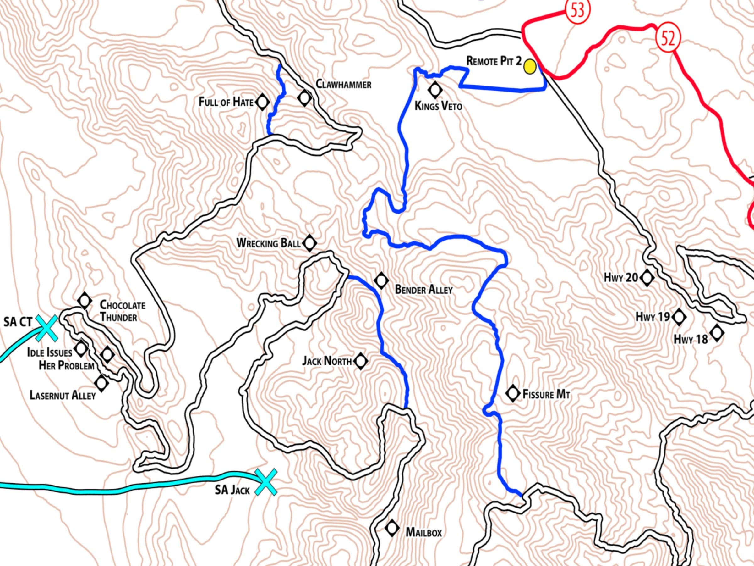 SCREENSHOT: CartoTracks map of the 2025 King of the Hammers course in Topo Maps+