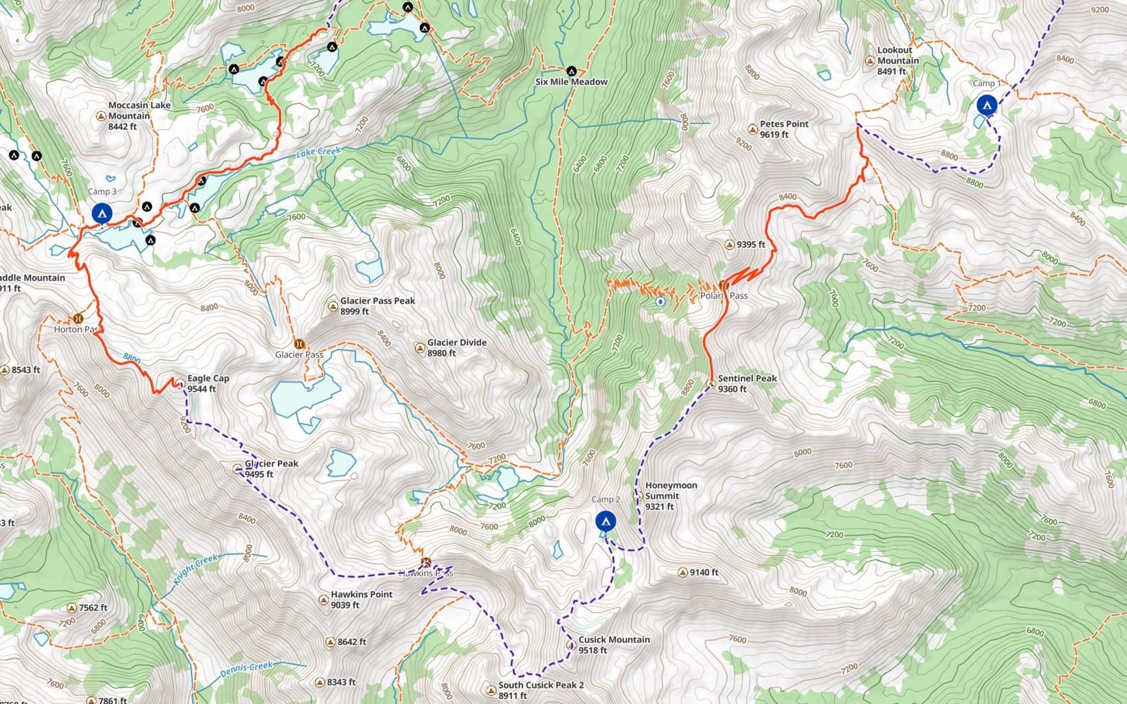 PHOTO: the complete assembled Eagle Cap route — an overview of the whole trip in the web app