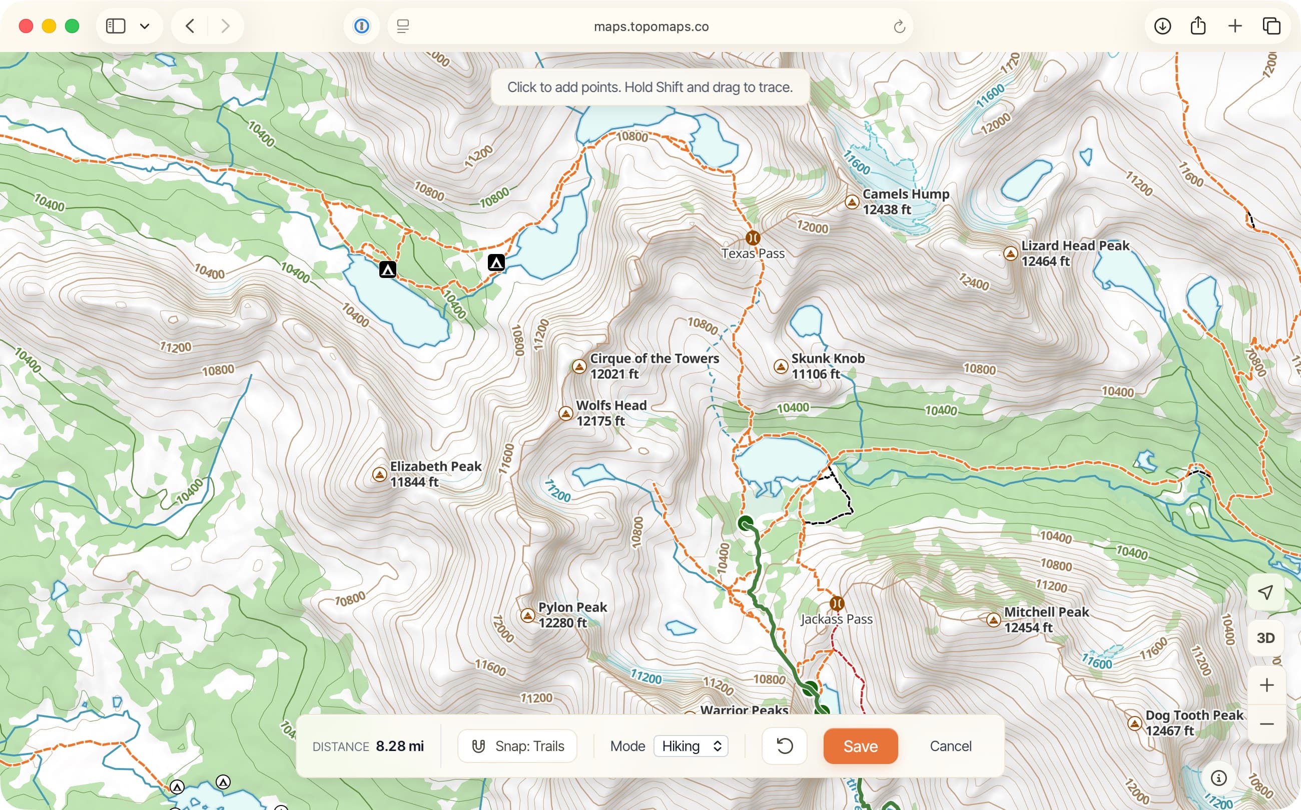 SCREENSHOT: Creating routes in the web app