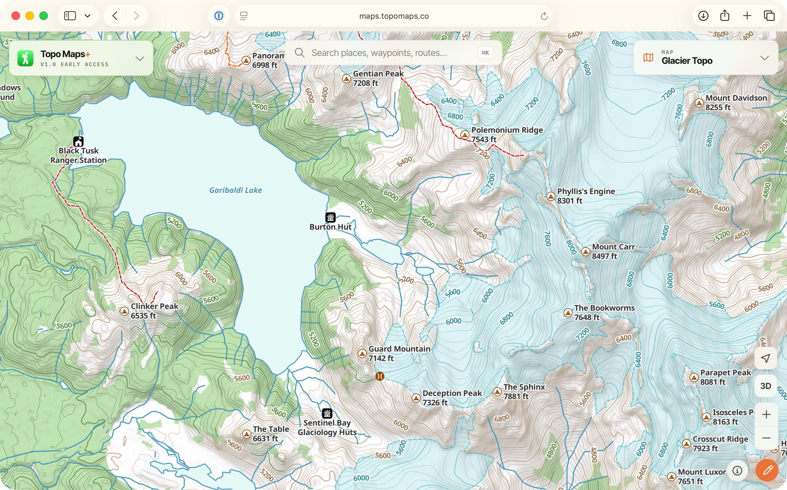 SCREENSHOT: a laptop showing the web app with a route + elevation profile, a phone beside it showing the same map