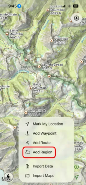 Add Region in the Add menu