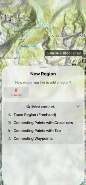 The list of region drawing methods
