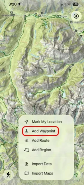 Add Waypoint in the Add menu