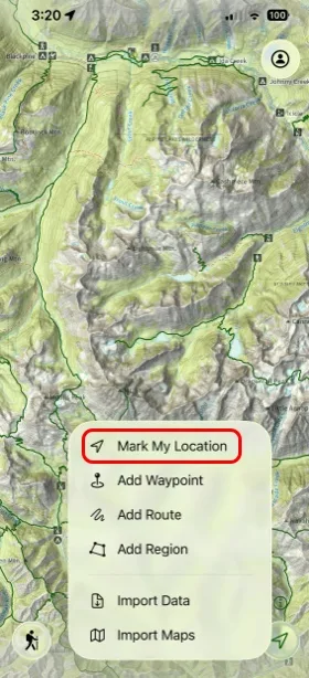 Mark My Location in the Add menu