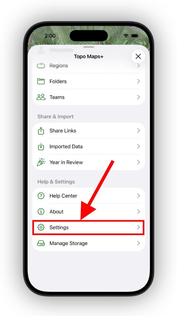 Settings under Help & Settings in the menu