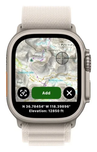 Crosshairs on the map with the Guide Me button in the bottom-left corner