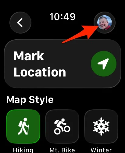 Your account picture in the top-right corner of the Watch menu