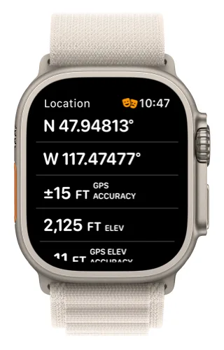 Location details showing coordinates, GPS accuracy, and elevation