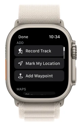 Record Track in the Watch menu