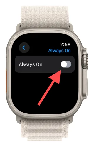 The Always On toggle turned off