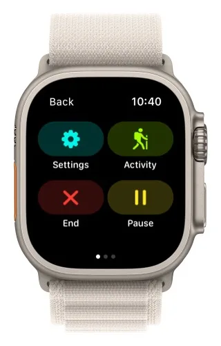 Recording controls with Settings, Activity, End, and Pause
