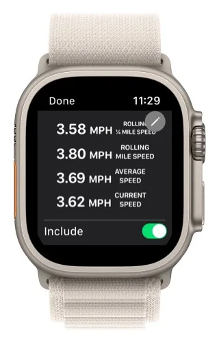 A metric screen with the Include toggle turned on