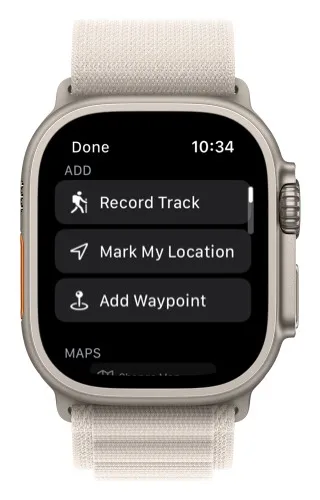 Record Track at the top of the Watch menu