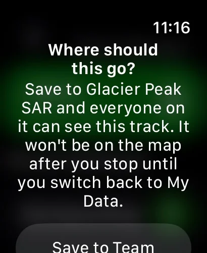 Where should this go? explaining that saving to the team lets everyone on it see the track, with Save to Team