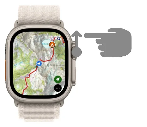 Rotating the Digital Crown to zoom the map