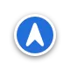 The blue location marker with its compass arrow