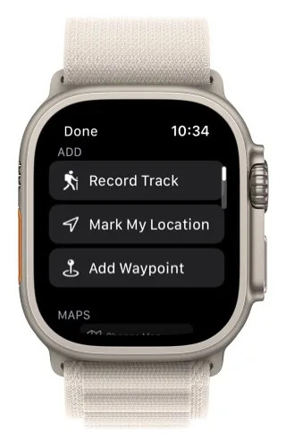 Mark My Location and Add Waypoint in the Watch menu