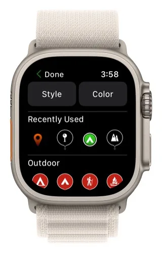 The icon picker with Style and Color buttons and recently used icons