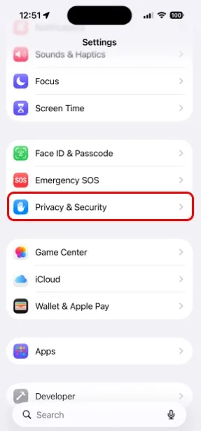 Privacy & Security in the iPhone Settings app