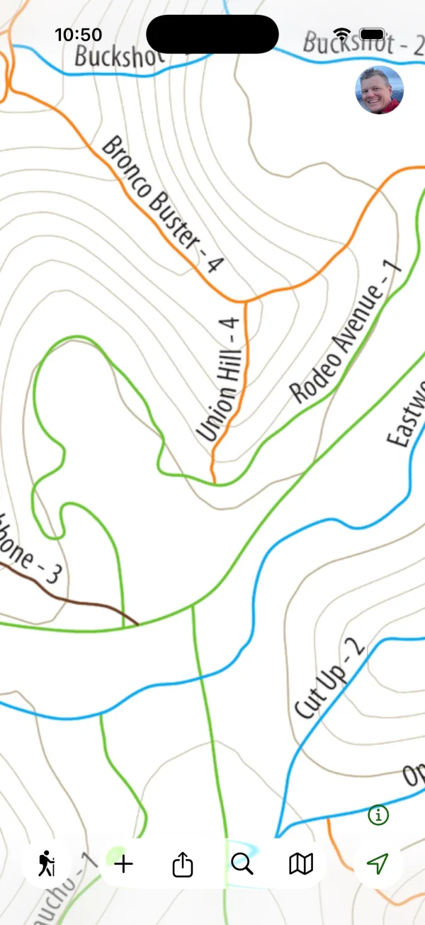 A CartoTracks map displayed in Topo Maps+