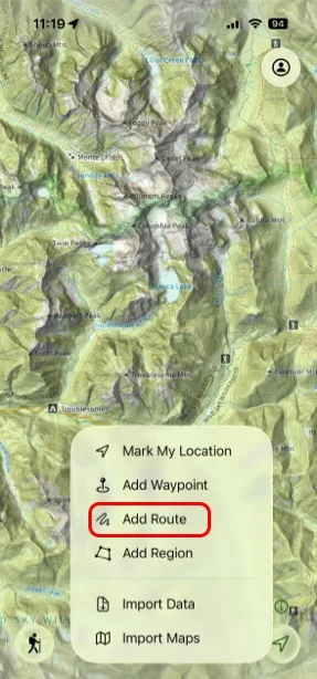 Add Route in the Add menu