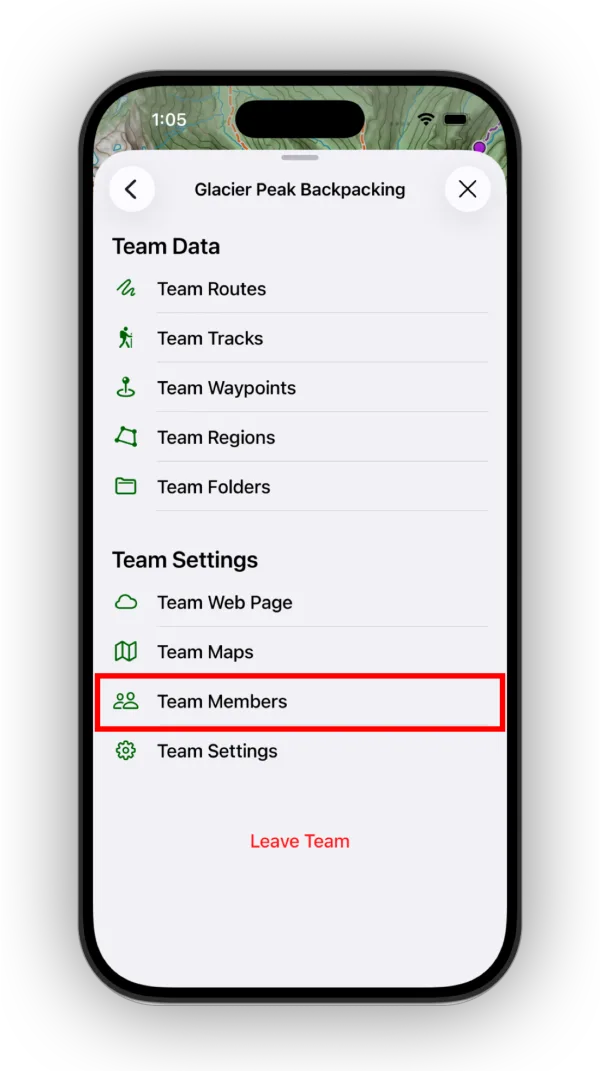 Team Members on the team's page