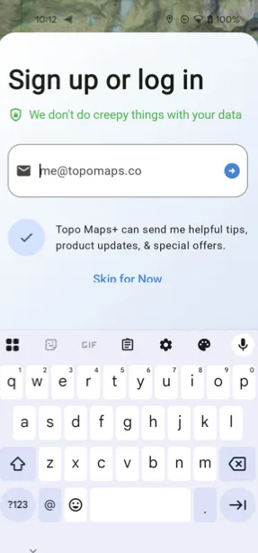 The Sign up or log in screen with the email field