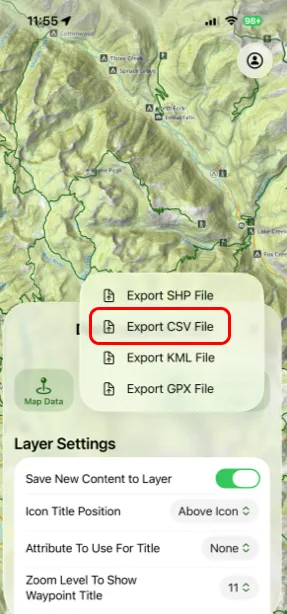 Export CSV File in the export options