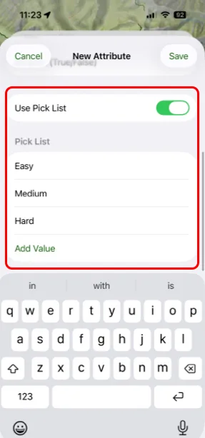 An attribute with a pick list of values
