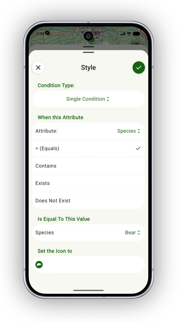 A style rule that sets an icon when an attribute equals a value