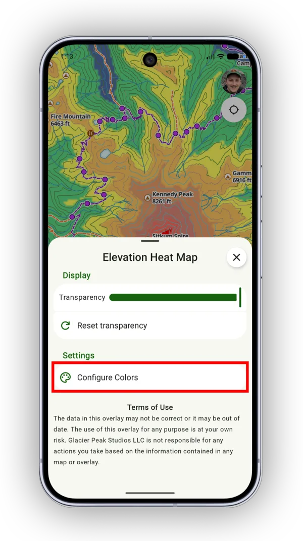 The Configure Colors option in the overlay settings