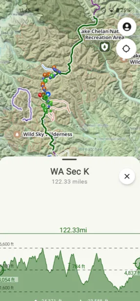 An elevation profile for a trail