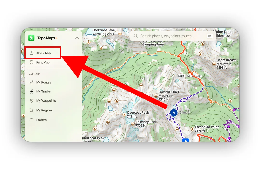 Share Map highlighted in the web app sidebar