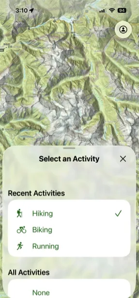 Choosing an activity for the recording
