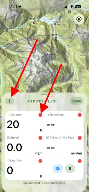 Editing Focus Mode widgets with remove buttons and an add button