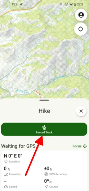 The record button in the Hike menu