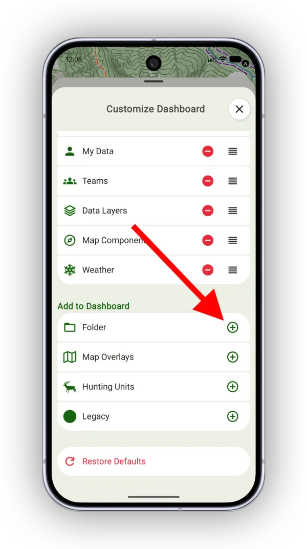 Adding the Folder section to the Maps panel