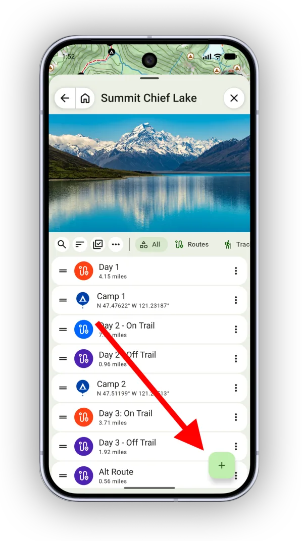 The add button inside a folder