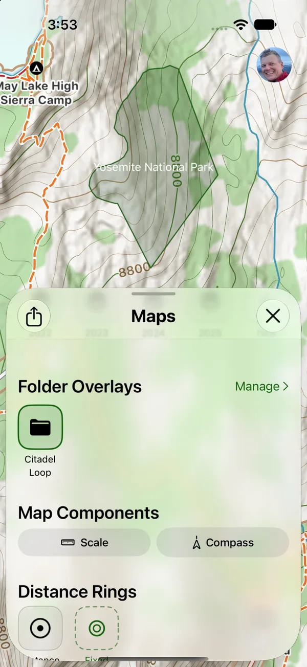 The Folder Overlays section of the Maps card with a folder turned on