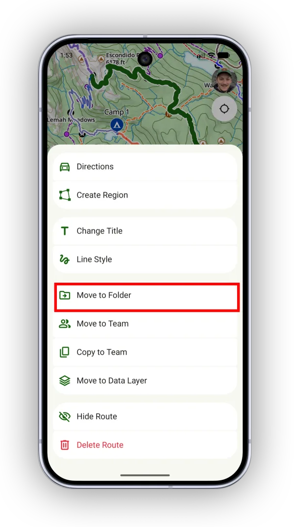 Move to Folder in the More menu