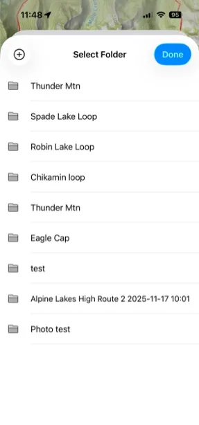 Choosing a folder for the selected items