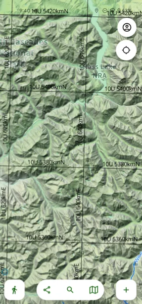 A UTM grid on the map