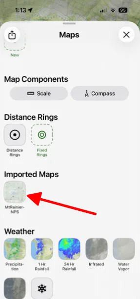 The Imported Maps section of the Maps panel