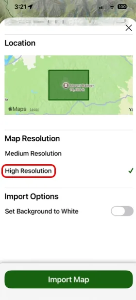 Map Resolution and the Set Background to White option
