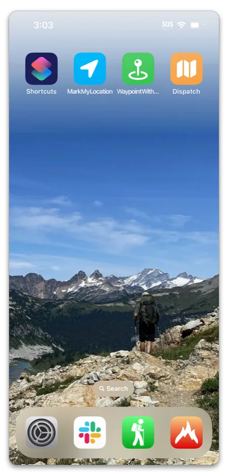 Topo Maps+ shortcuts on the iPhone Home Screen
