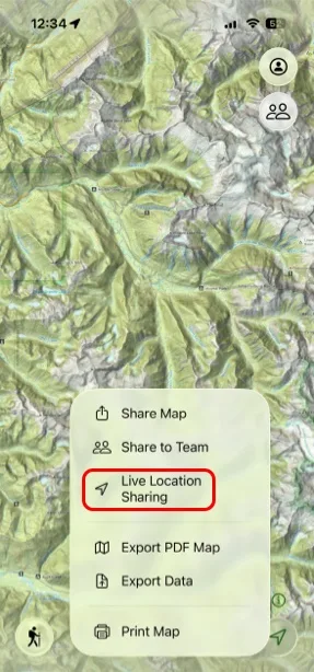 Live Location Sharing in the Share menu