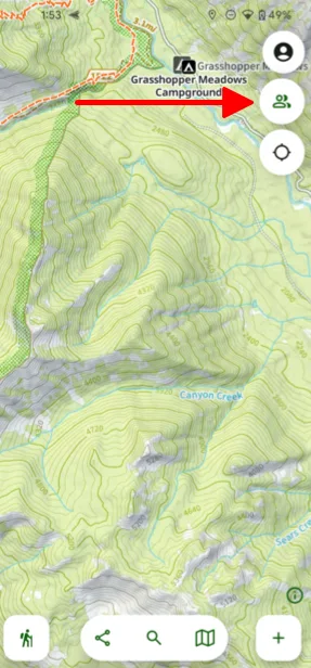 The Team button in the top-right corner of the map