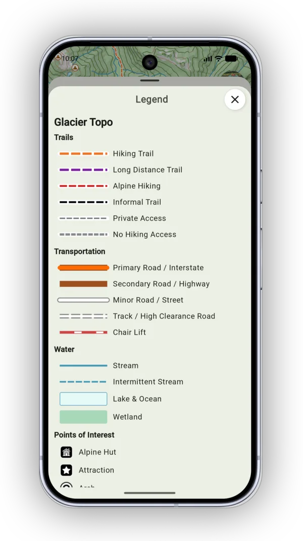 The Legend screen with items grouped by map